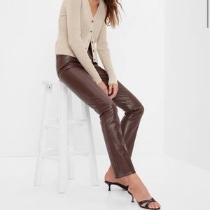 NWT 7 For All Mankind Jeans Faux Leather Easy Slim in Brown